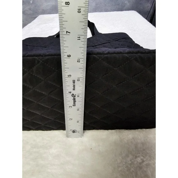 Vera Bradley Solid Black Purse Shoulder Bag Tote Work Office Travel Quilted - Picture 9 of 9